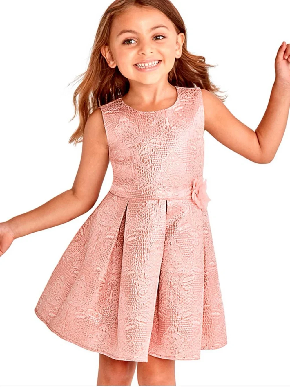 TCP Sleeveless Rose Gold Metallic Woven Jacquard Dress - size 12-18M
